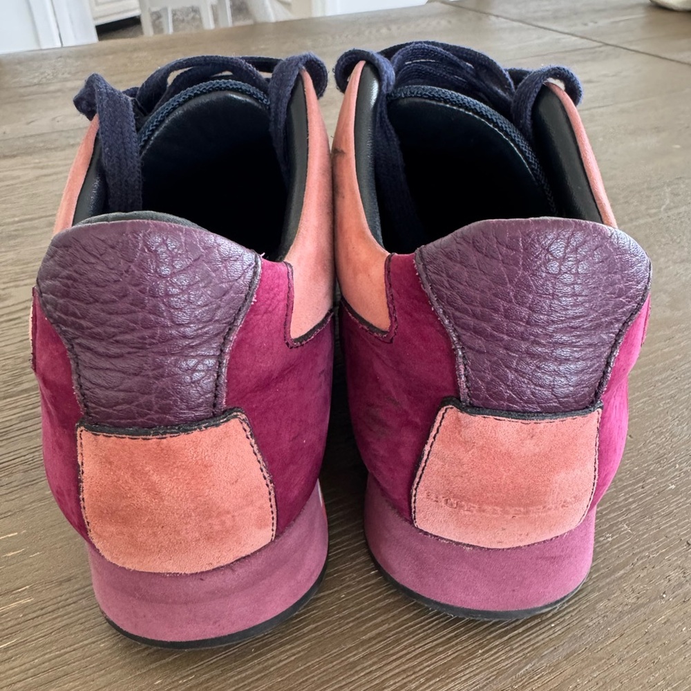 BURBERRY Multi-Color Suede & Mesh Sneakers - Burgundy/Pink -size 7.5 - Picture 4 of 8